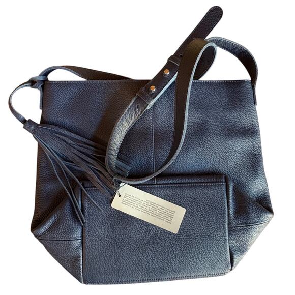 M.I.L.A. Navy Joanie Blue Pebbled Leather Crossbody Bag NWT - Has Interior Mark - Picture 2 of 12